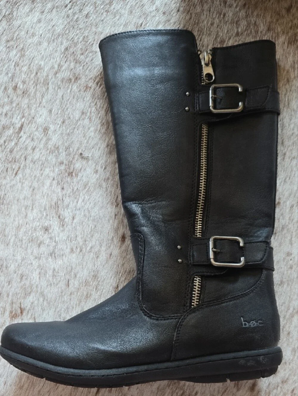 b.o.c. Black Tall Buckle & Zip Riding Boots